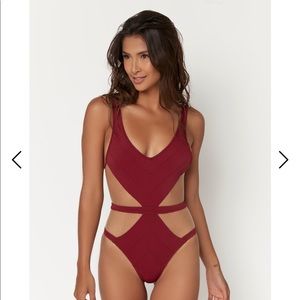 Mira Zadeh Crimson Red Bailey One Piece Swimsuit
